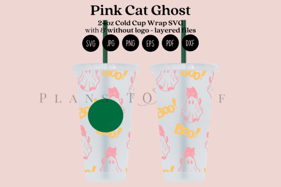 Cat Ghost Halloween Graphics for Tumbler Wraps
