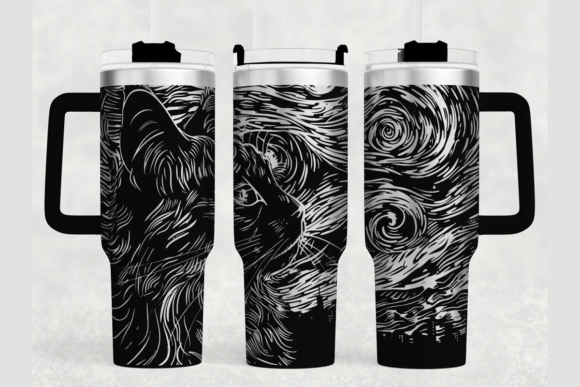 Cat Starry Night Graphics for Tumbler Wraps