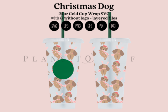Christmas Dog 24oz Cold Cup Tumbler Wrap