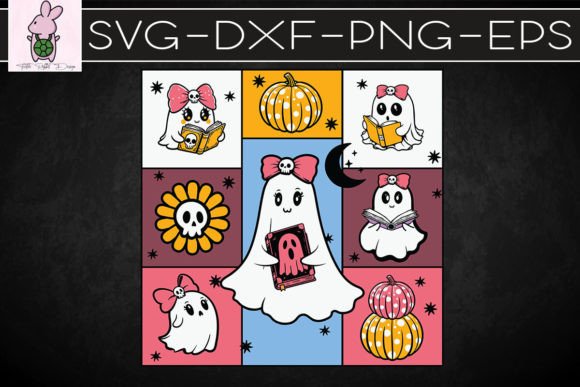 Cute Coquette Bow Ghost Reading SVG