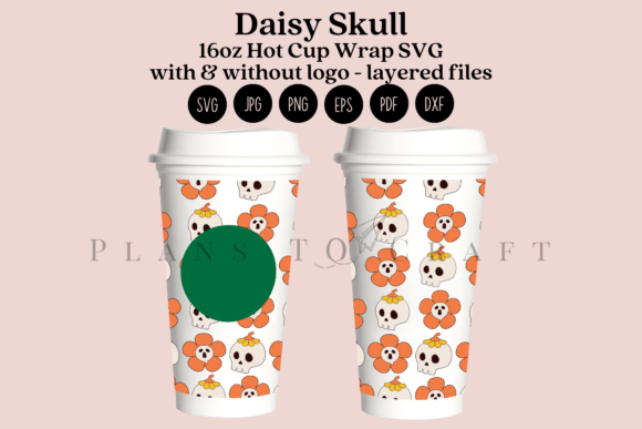 Daisy Skull Halloween Graphics for Tumbler Wraps