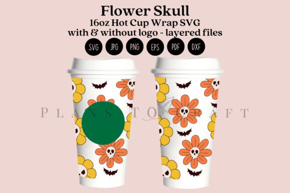 Flower Skull Halloween Graphics for Tumbler Wraps