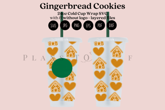 Gingerbread Christmas 24oz Cold Cup Wrap Graphics