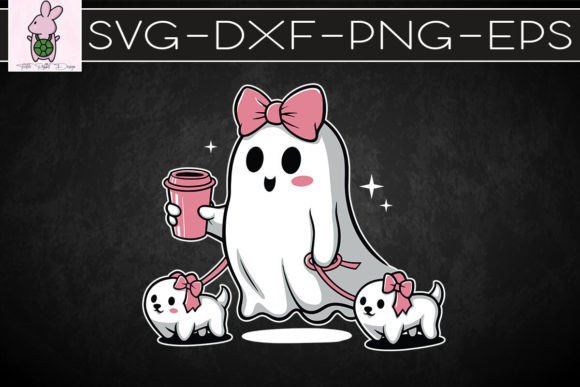 Halloween Cute Ghost Walking Dog SVG: Graphics for Crafts