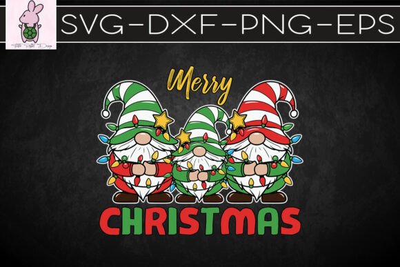 Merry Xmas Gnomes Holiday Lights SVG: Crafts & Graphics for Local Brands
