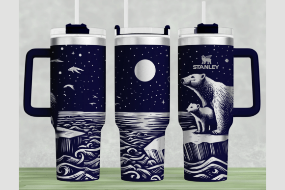 Polar Bear Stanley 40oz Laser Wrap SVG: Graphics for Tumbler Wraps