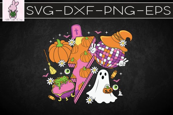 Retro Groovy Lightning Bolt Spooky SVG: Crafts & Graphics