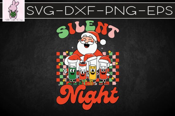 Retro Silent Night ICU Nurse Xmas SVG Graphics