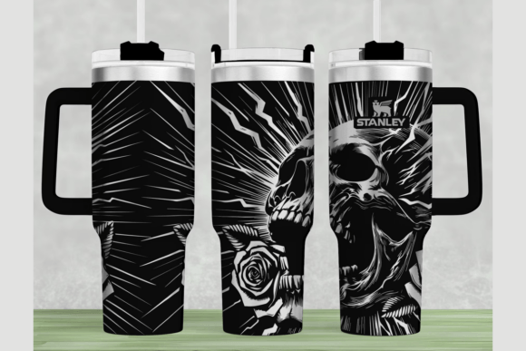 Skull Stanley 40oz Laser Wrap SVG: Graphics for Bold Tumbler Wraps