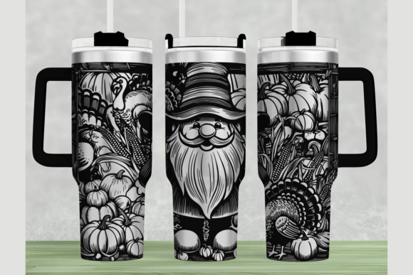 Thanksgiving Gnome 40oz Laser Tumbler Graphics