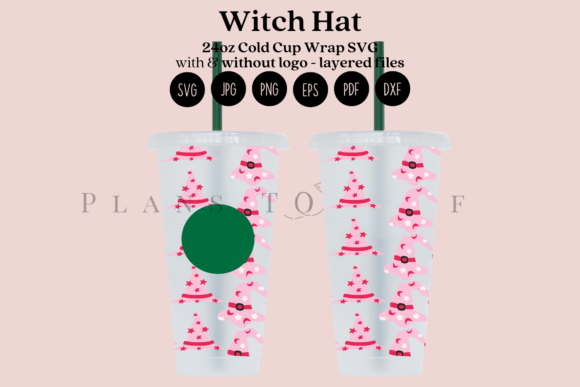 Witch Hat Halloween 24oz Cold Cup Wrap Graphics